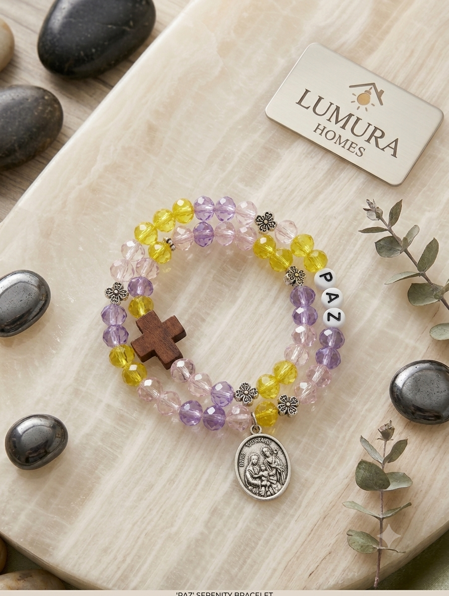 Rosario de Mano lila con amarillo